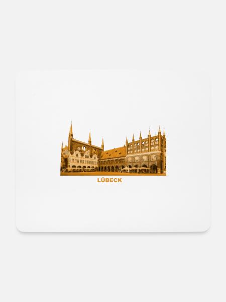 Lübeck Rathaus Gotik Backstein Schleswig-Holstein - Mousepad (Querformat) - Weiß