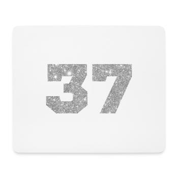 Numéro 37 paillettes argenté - 37e anniversaire - Tapis de souris (format paysage) - blanc - Devant