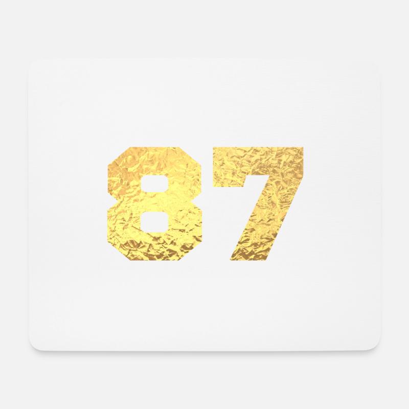 Numéro 87 paillettes doré - 87e anniversaire - Tapis de souris (format paysage) - blanc