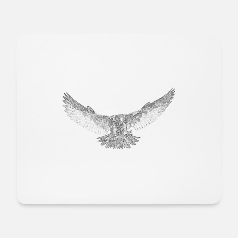 Falke gezeichnet - Mousepad (Querformat) - Weiß