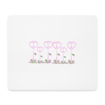 pink flowers rose line - Mouse Pad (horizontal) - white - Front