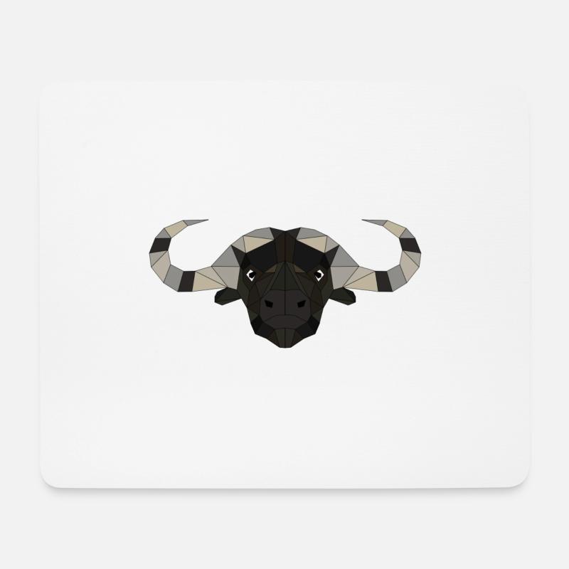 Wasserbüffel geometrisch - Mousepad (Querformat) - Weiß