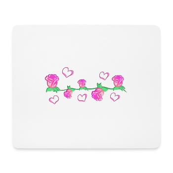Pink plants line flower rose stroke flowers - Mouse Pad (horizontal) - white - Front