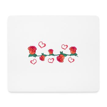 rote pflanzen linie blume herzen strich blumen - Mousepad (Querformat) - Weiß - Vorne