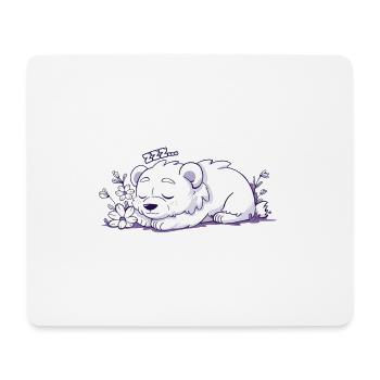 Ours endormi - Autocollant - Tapis de souris (format paysage) - blanc - Devant