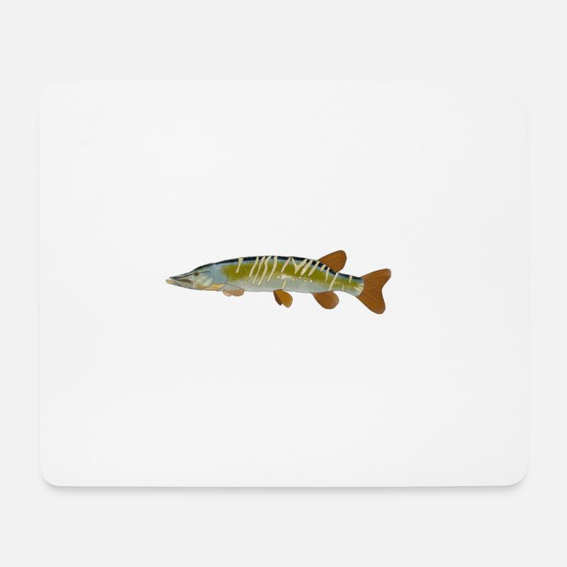 Pike fish design logo fish pike graphic image - Mouse Pad (horizontal) - white