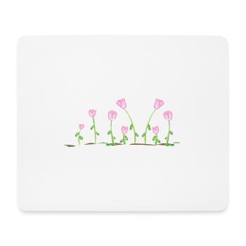 fleurs naturelles motif de ligne de terre rose - Tapis de souris (format paysage) - blanc - Devant