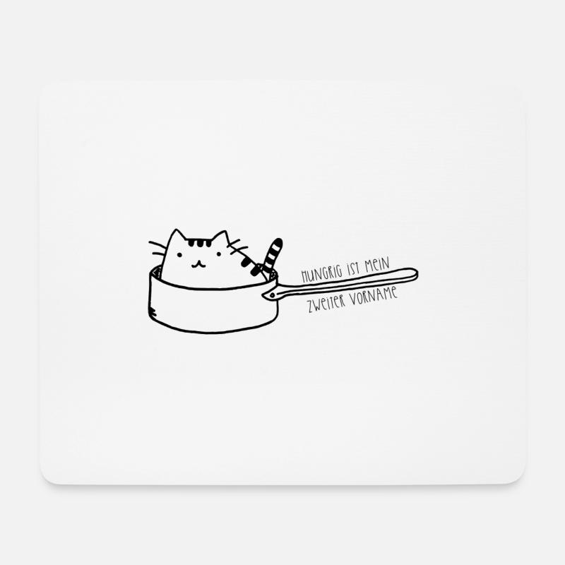 Cat in pan - hungry - Mouse Pad (horizontal) - white