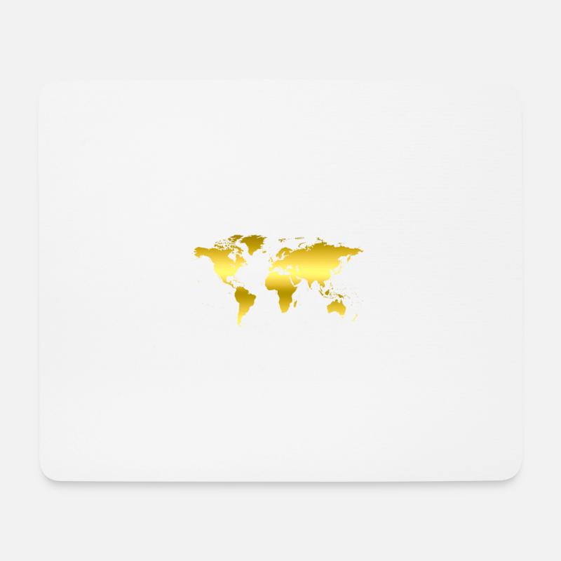 Weltkarte in Gold - Mousepad (Querformat) - Weiß