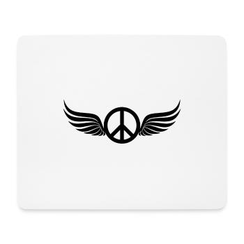 Winged Hippie Black Peace Sign - Mouse Pad (horizontal) - white - Front