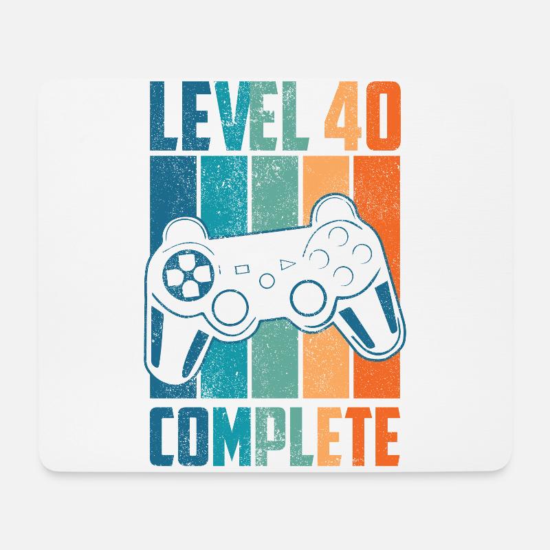 40. Geburtstag Level 40 Complete Geschenk - Mousepad (Querformat) - Weiß