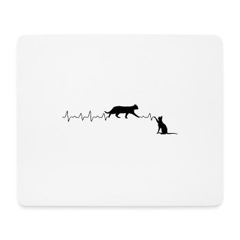Katzen Herzschlag - Mousepad (Querformat) - Weiß - Vorne