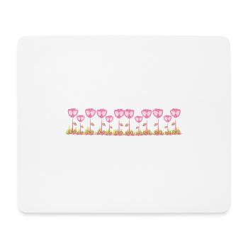 pink flowers rose line grass - Mouse Pad (horizontal) - white - Front