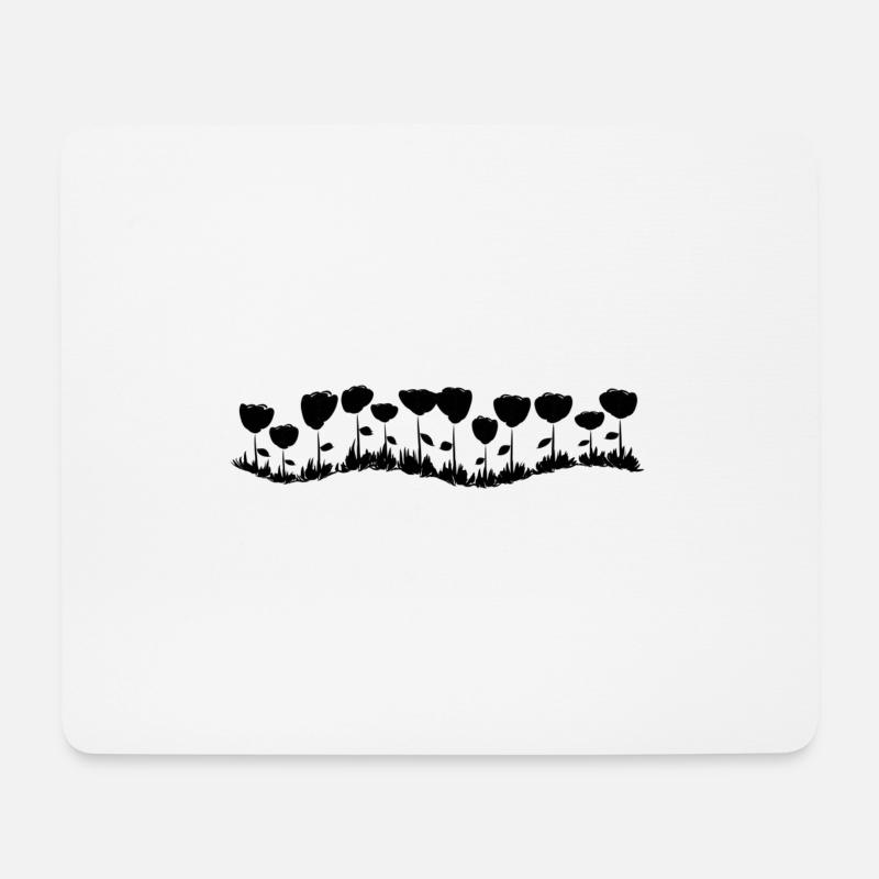 blumen linie welle blume - Mousepad (Querformat) - Weiß