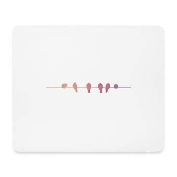 Famille d'oiseaux sur la silhouette de la branche abstraite - Tapis de souris (format paysage) - blanc - Devant