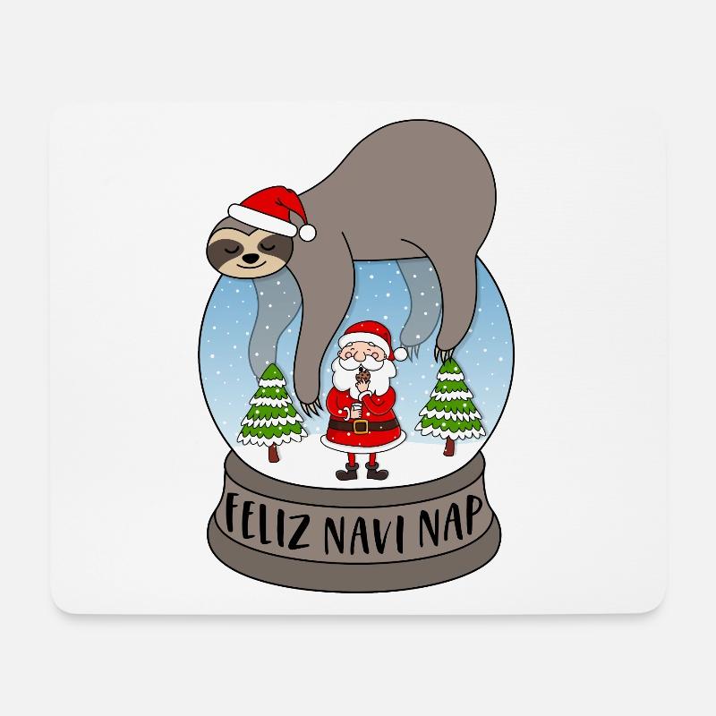 Faultier Schneekugel Feliz Navidad Feliz Navi Nap - Mousepad (Querformat) - Weiß