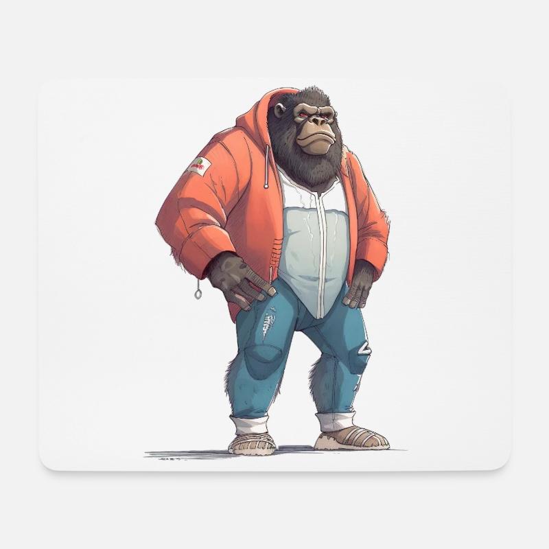 Streetart Gorilla Urban Rap Street Affe - Mousepad (Querformat) - Weiß
