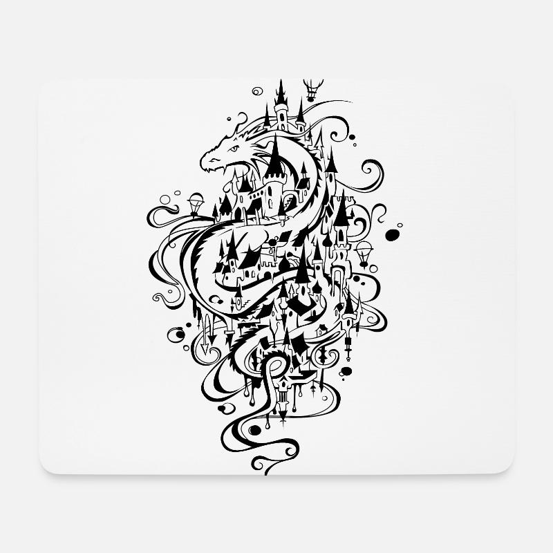 Drachenstadt - Mousepad (Querformat) - Weiß