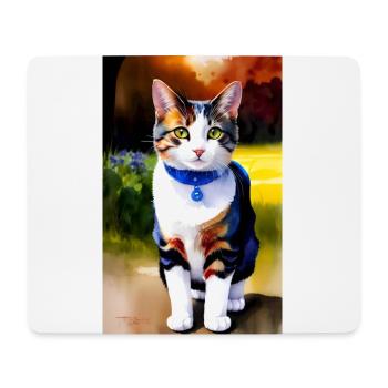 Domestic short haired cat waits for you - Mouse Pad (horizontal) - white - Front
