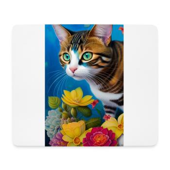 Niedliche kurzhaarige Hauskatze - Mousepad (Querformat) - Weiß - Vorne