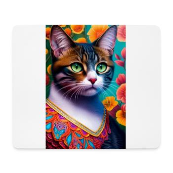 Domestic short haired cat in lovely colors - Mouse Pad (horizontal) - white - Front