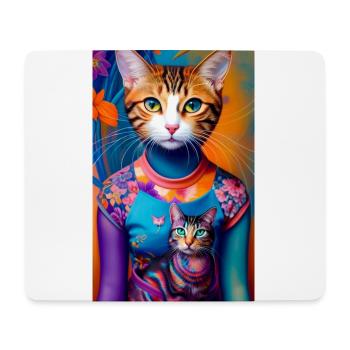 Prodigious domestic short haired cat - Mouse Pad (horizontal) - white - Front