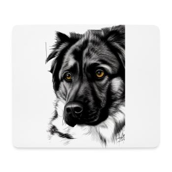 Black and White Dog Sketch - Mouse Pad (horizontal) - white - Front