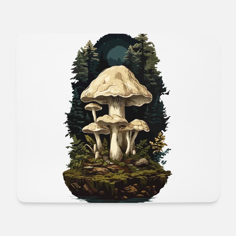 Vintage Bohemian Pilz & Goblincore Pilze Design - Mousepad (Querformat) - Weiß