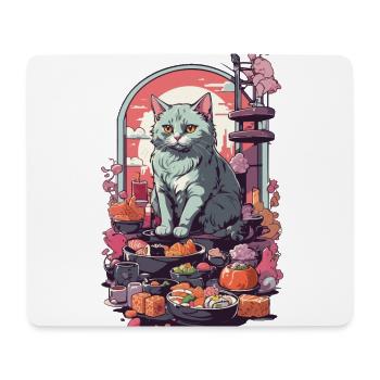 Chat rétro Sushi Sashimi Ukiyo-E Style artistique - Tapis de souris (format paysage) - blanc - Devant