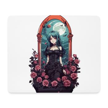 Goth E-Girl Dark Anime Roses Aesthetic - Mouse Pad (horizontal) - white - Front