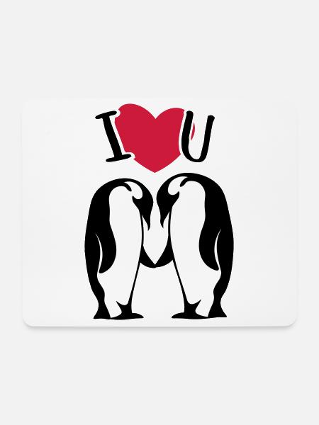 Penguin couple Penguin love couple - Mouse Pad (horizontal) - white