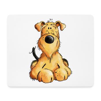 Pfiffiger Airedale Terrier - Welsh Terrier - Hund - Mousepad (Querformat) - Weiß - Vorne