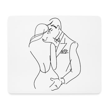 Amoureux élégants - dessin au trait - Tapis de souris (format paysage) - blanc - Devant