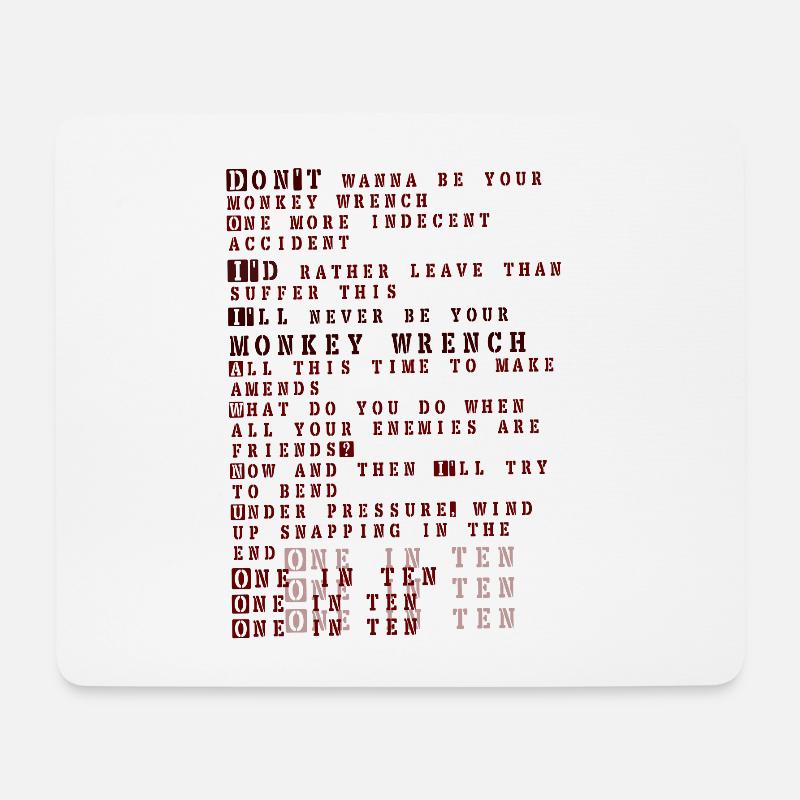 Foo fighters lyrics - monkey wrench - Mouse Pad (horizontal) - white
