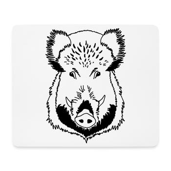 Wild boar head black and white - Mouse Pad (horizontal) - white - Front