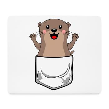 Loutre en poche mignonne Loutre poche poitrine - Tapis de souris (format paysage) - blanc - Devant