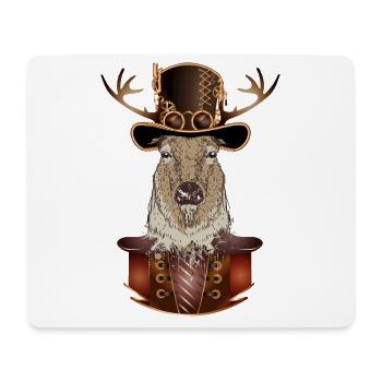 Steampunk deer with antique cylinder hat - Mouse Pad (horizontal) - white - Front