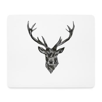 Deer Head Drawing – Realistic Animal Sketch - Mouse Pad (horizontal) - white - Front