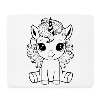 Unicorn Sitting Mythical Creature Girl Child Baby - Mouse Pad (horizontal) - white - Front