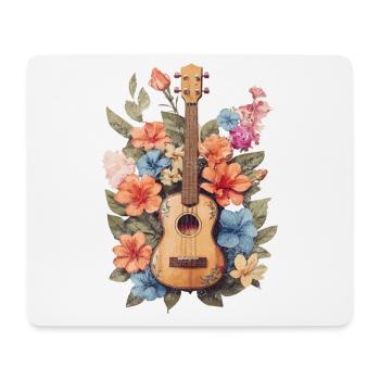Vintage ukulele with flowers - Mouse Pad (horizontal) - white - Front