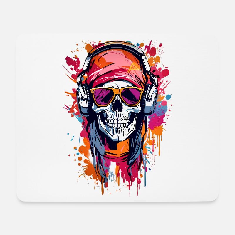 Coole Totenkopf - Mousepad (Querformat) - Weiß