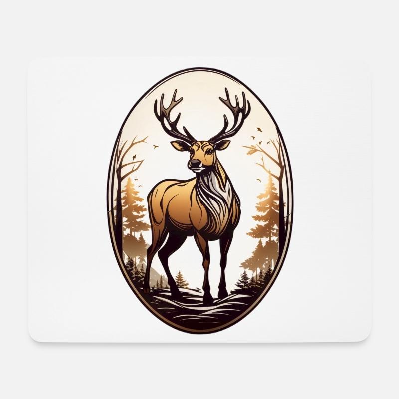 Rentier - Mousepad (Querformat) - Weiß