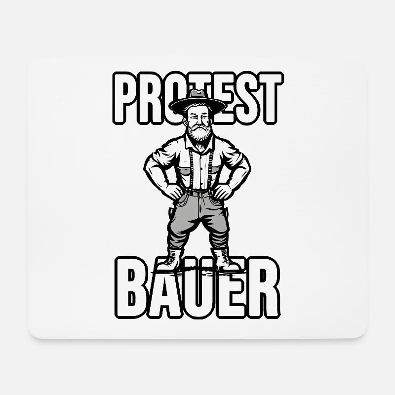 Protest Bauer - Mousepad (Querformat) - Weiß