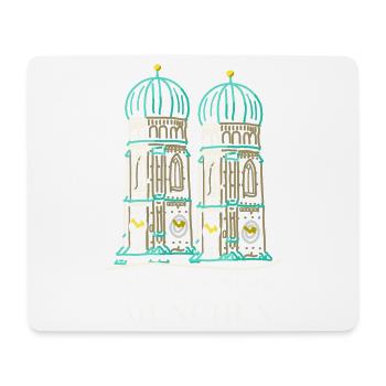 Munich, Frauenkirche, Cathédrale, Bavière, Dessin - Tapis de souris (format paysage) - blanc - Devant