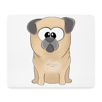Mops Merlin - Mousepad (Querformat) - Weiß - Vorne