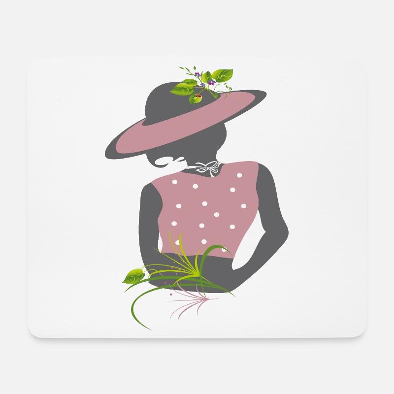 Girl mit Hut  - Mousepad (Querformat) - Weiß