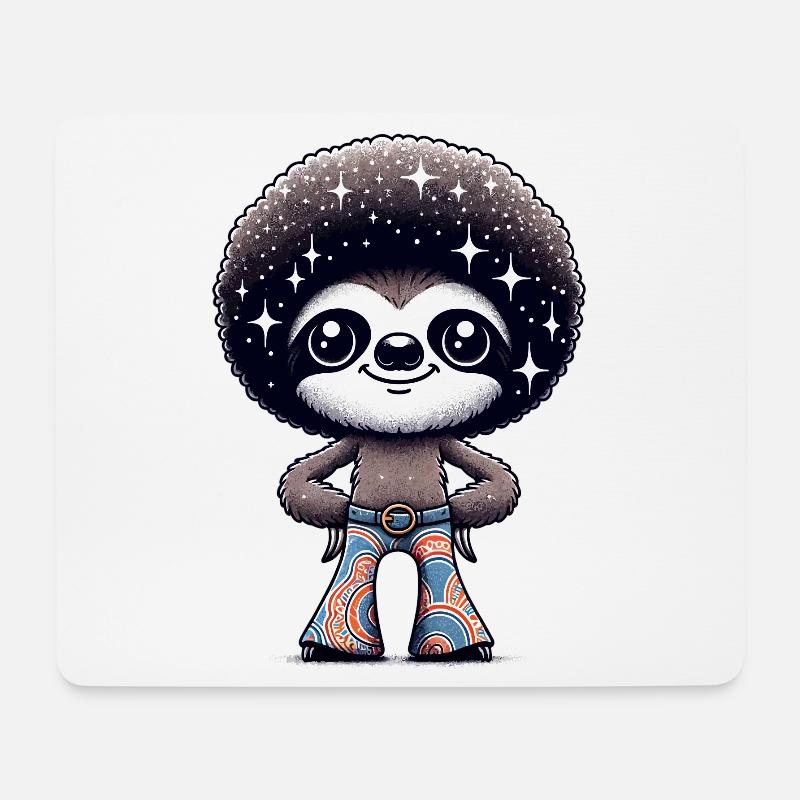 Disco Sloth: Starry Night Groover - Mouse Pad (horizontal) - white