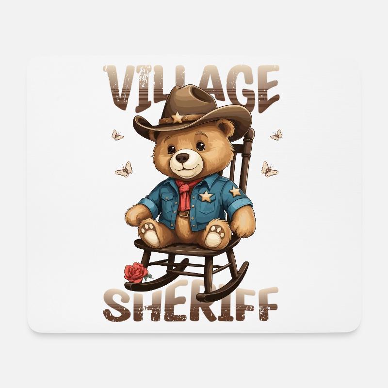 Bär der Dorf Sheriff - Mousepad (Querformat) - Weiß