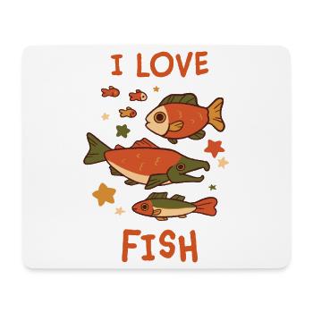 I Love Fish – Playful Fish Design - Mouse Pad (horizontal) - white - Front