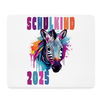 Schulkind 2025 - Einschulung - Wildtier - Zebra - Mousepad (Querformat) - Weiß - Vorne